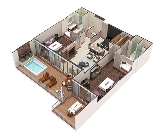 Grand Luxxe Residence - 2 Bed Spa Suite Floor Plan