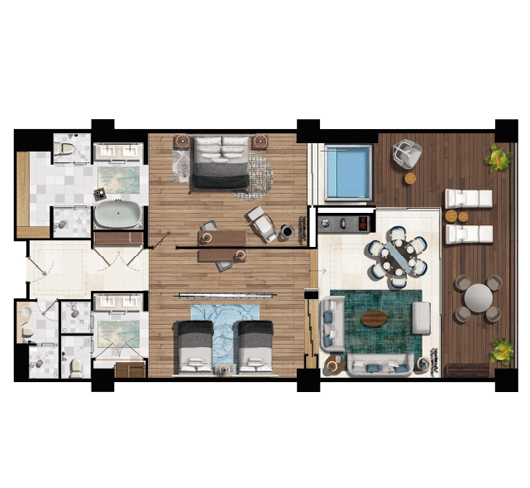 Grand Luxxe Suite - Royal 2 Bed Floor Plan
